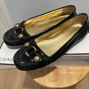 Coach Honor Loafer - Black Crinkle Patent Leather - Size 9